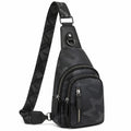 Borsa a tracolla 18 x 8 x 31 cm in similpelle nera mimetica per uso quotidiano stile urbano