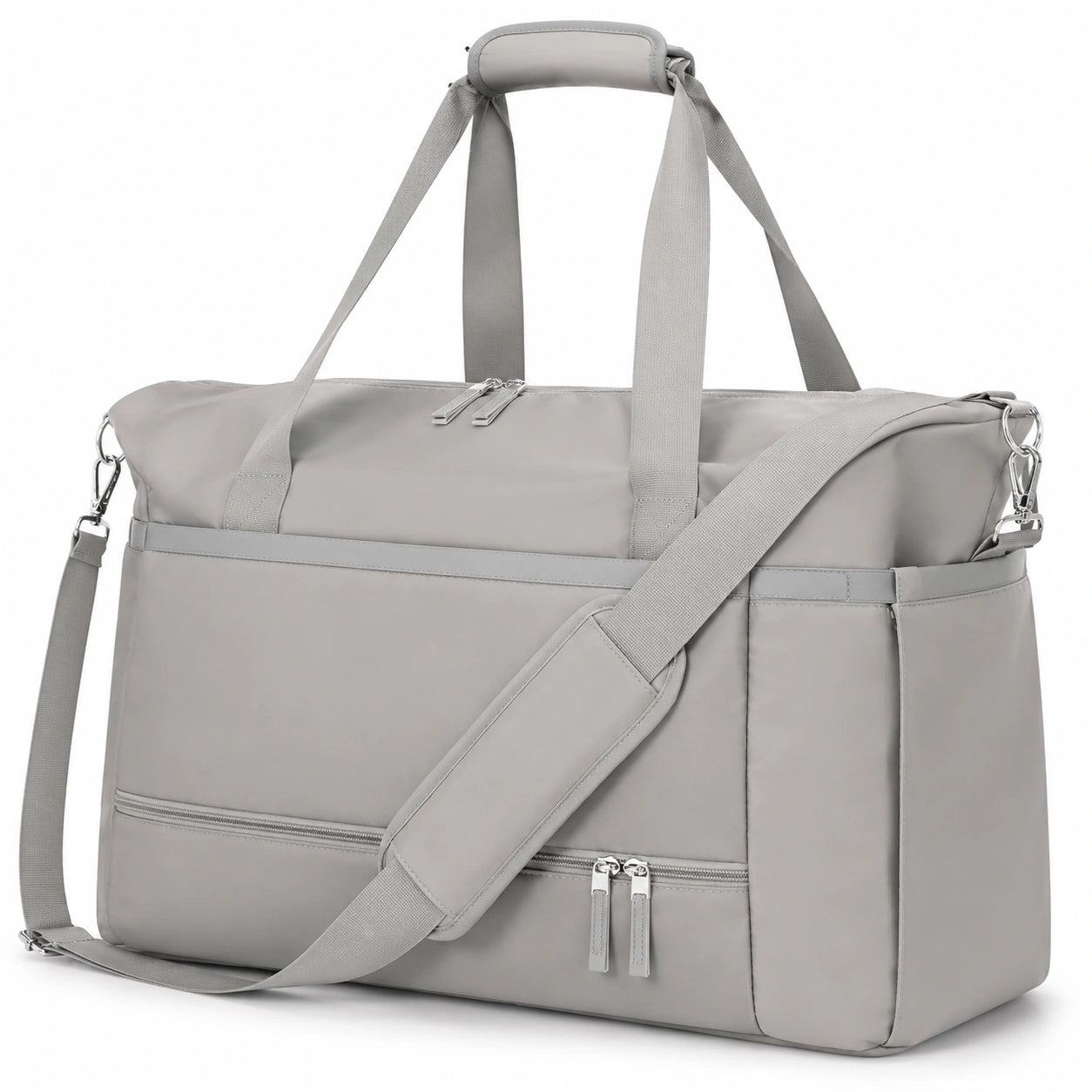 Borsa da viaggio 50 x 25 x 35 cm in tessuto grigio con tracolla regolabile e tasche con zip