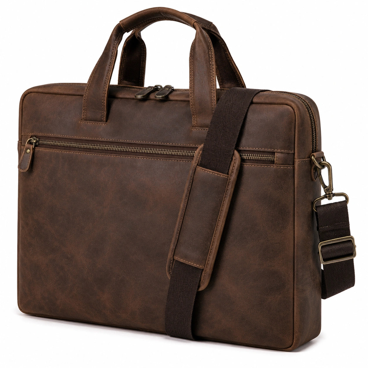 Borsa portadocumenti 40 x 8 x 30 cm in similpelle marrone per lavoro con tracolla regolabile