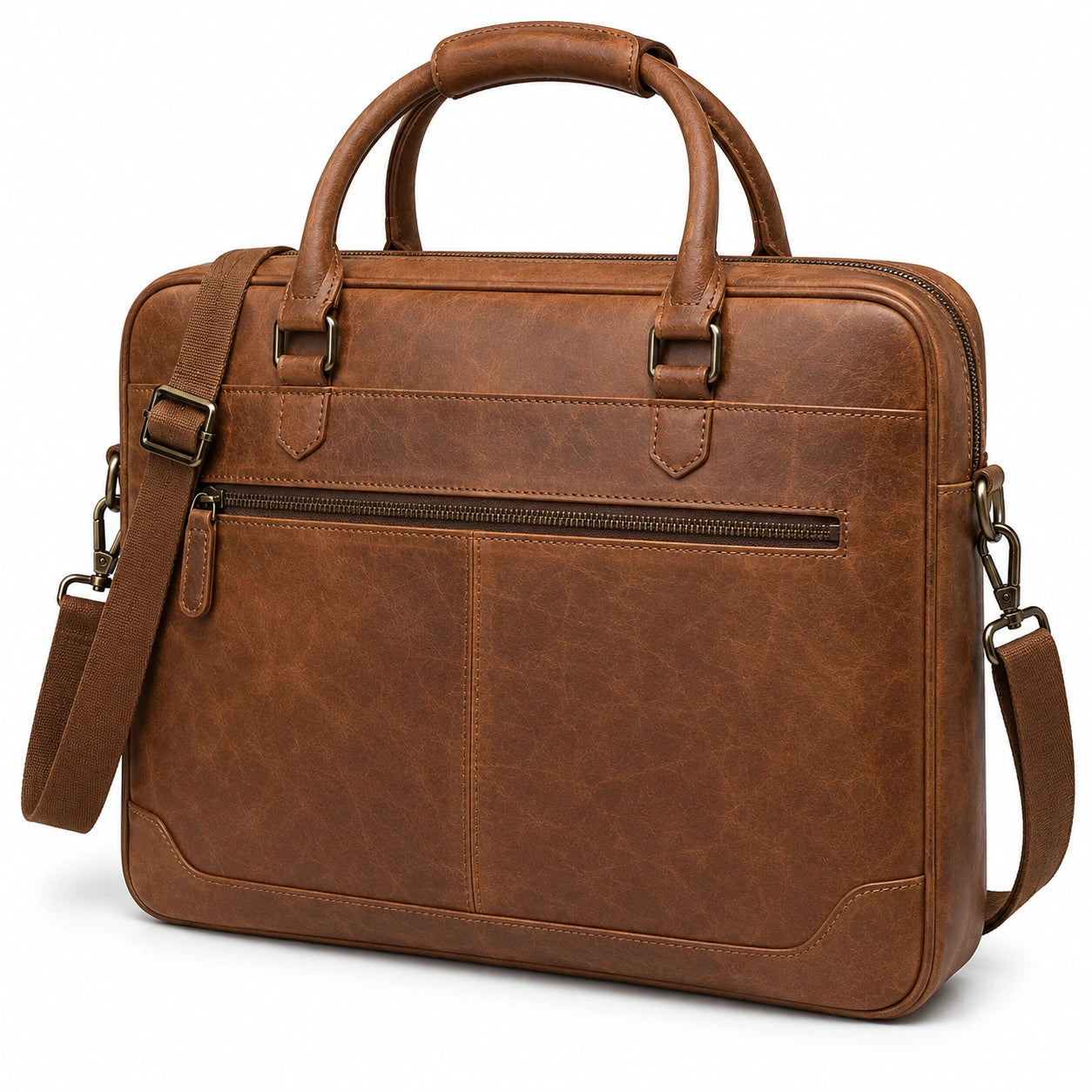 Borsa portadocumenti 40 x 30 x 8 cm in similpelle marrone con tracolla regolabile