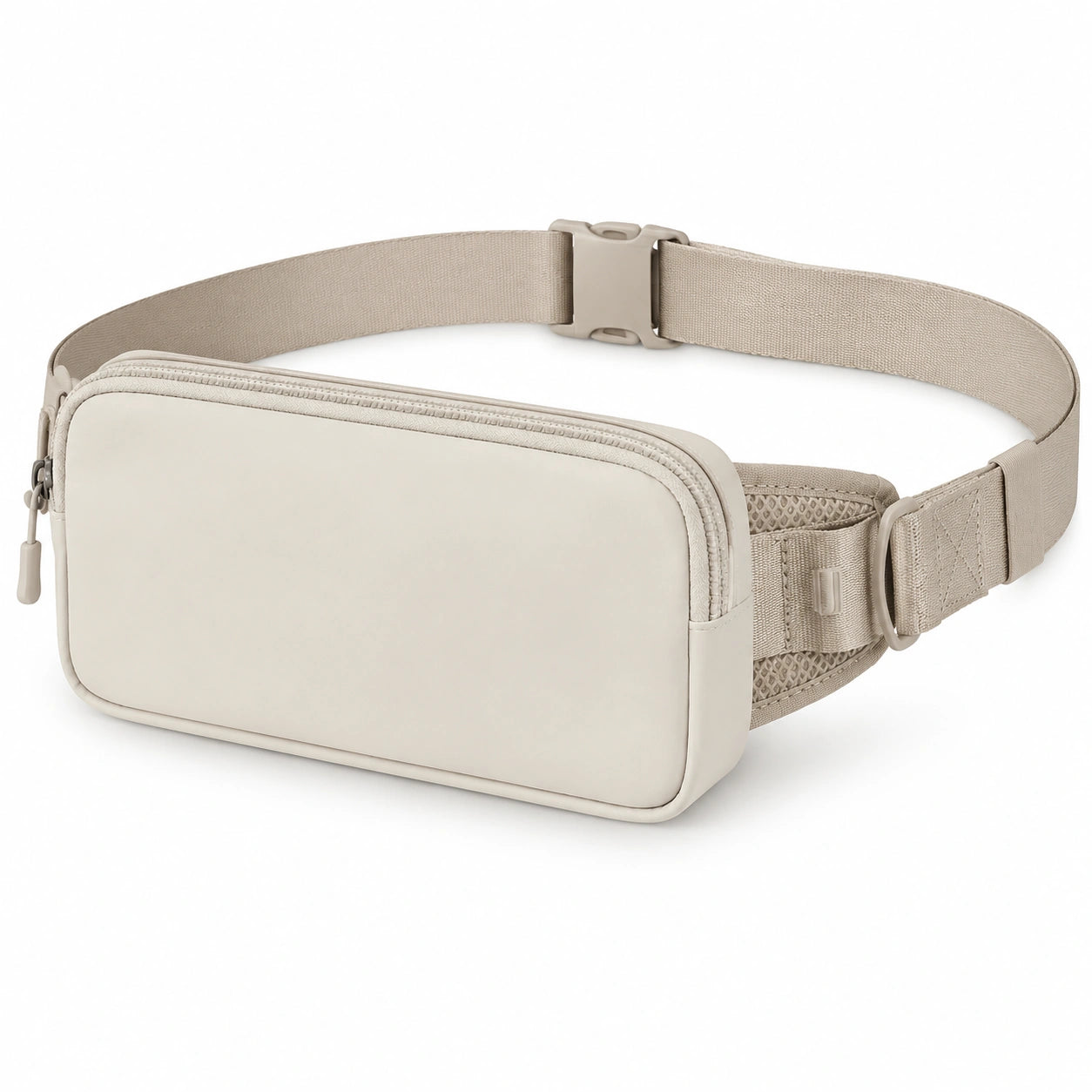 Marsupio 22 x 14 x 5 cm in tessuto sintetico beige con cintura regolabile stile minimal per uso quotidiano