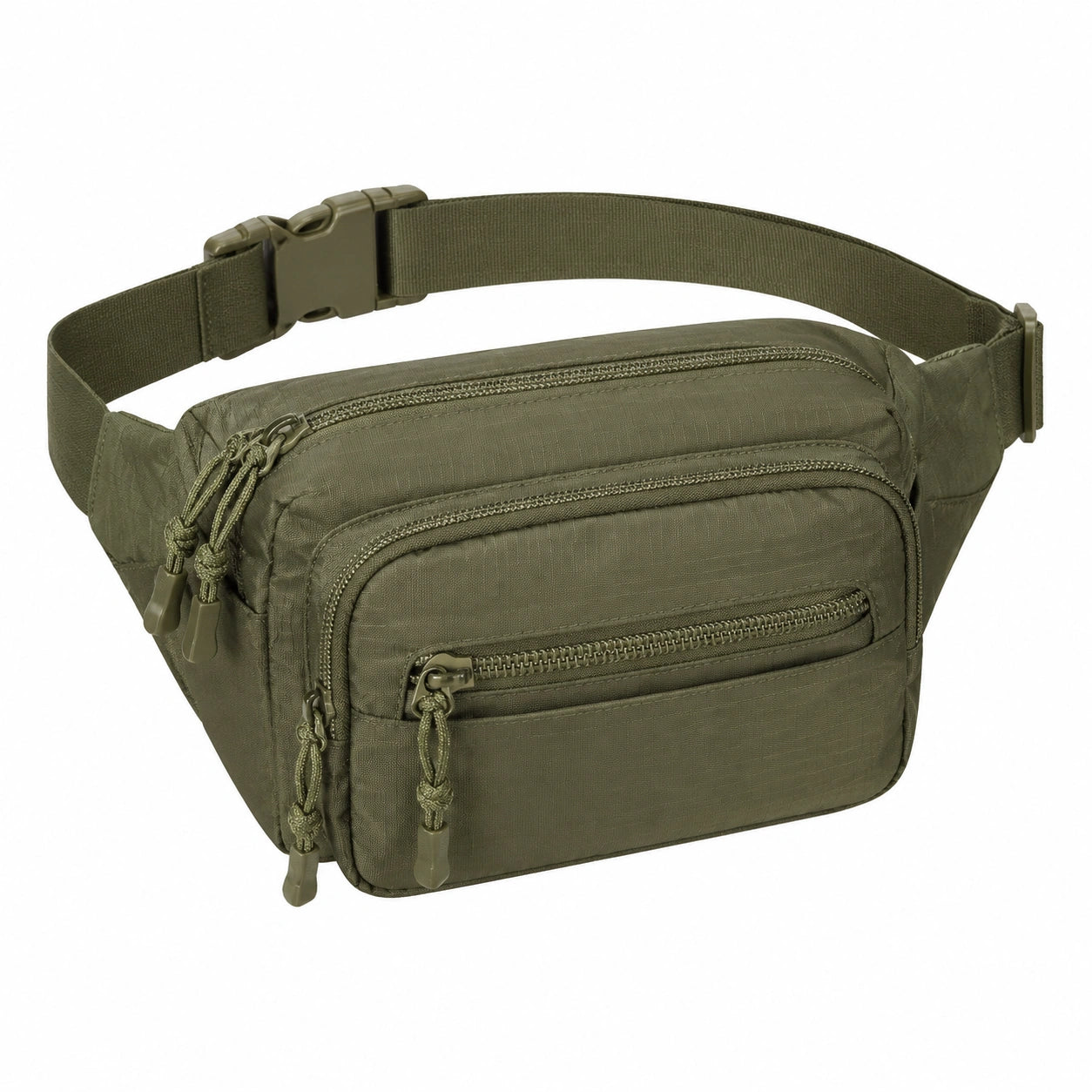Marsupio 30 x 8 x 16 cm in tessuto sintetico verde oliva con tasche zip stile utility