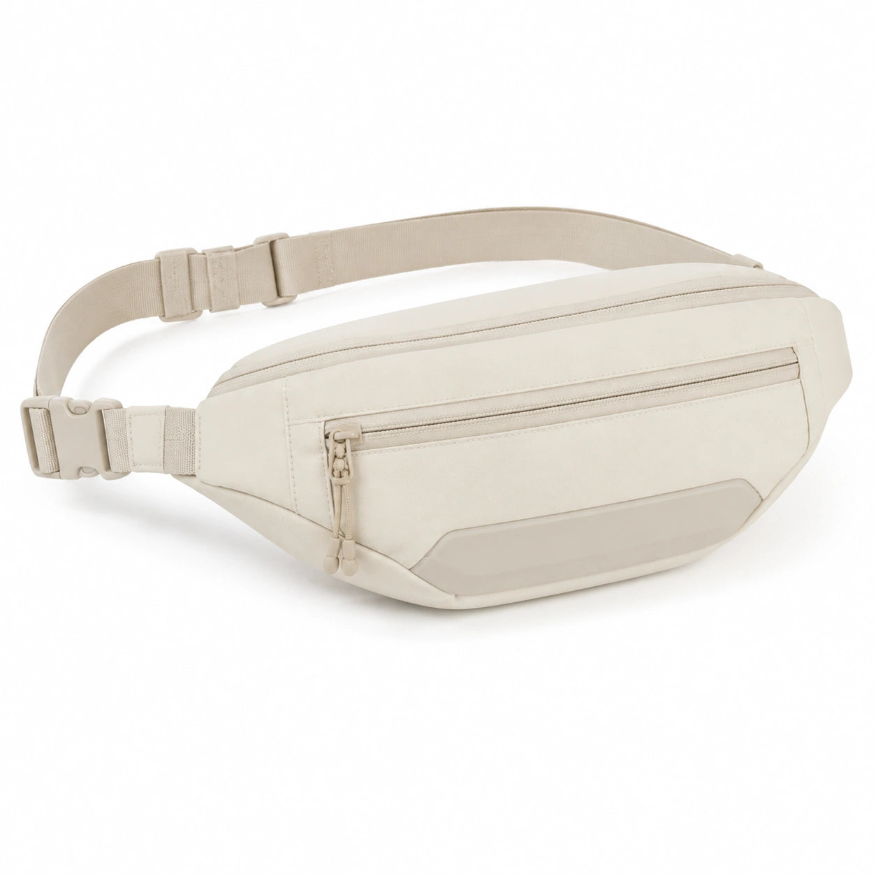 Marsupio beige in poliestere 32 x 8 x 15 cm con cintura regolabile e tasche con zip