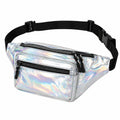 Marsupio 32 x 14 x 8 cm in materiale sintetico argento iridescente con tasche zip e cintura regolabile