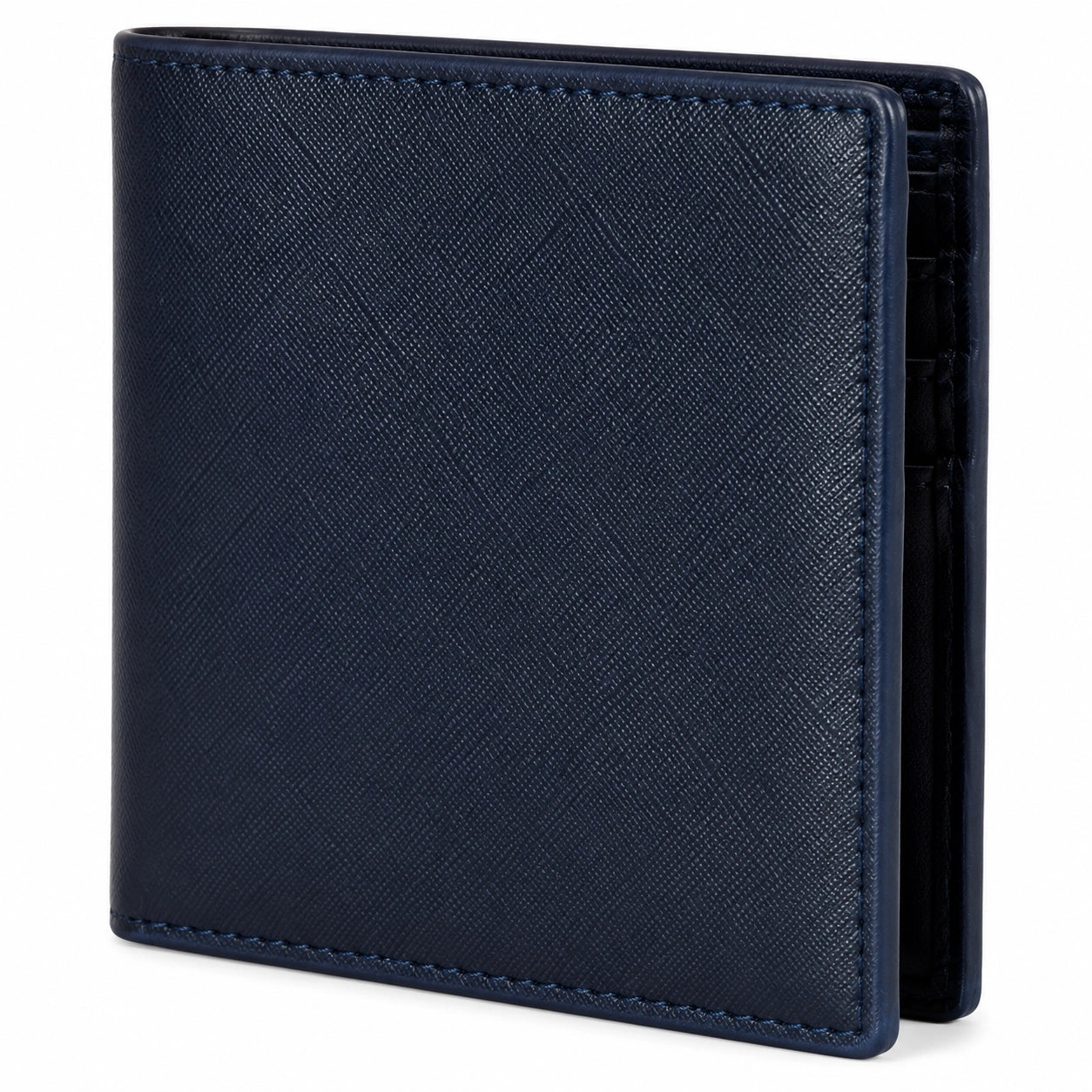 Portafoglio 11 x 9 x 2 cm in pelle sintetica blu navy pieghevole
