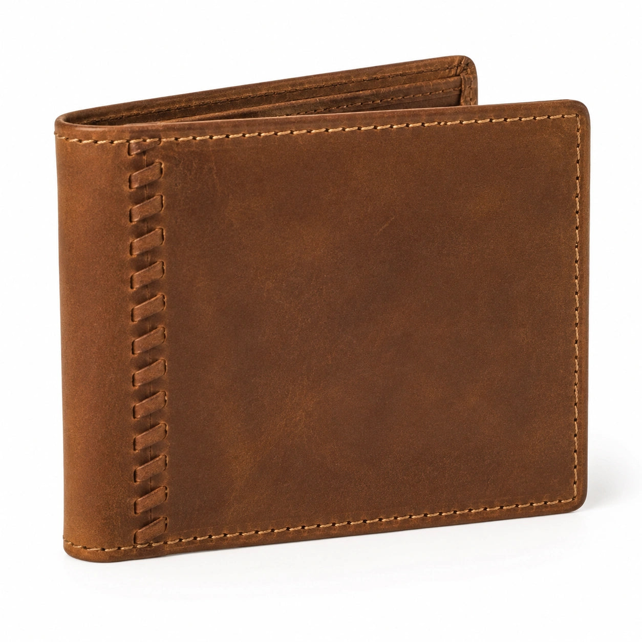 Portafoglio bifold 11.5 x 9.5 cm in pelle marrone pieghevole