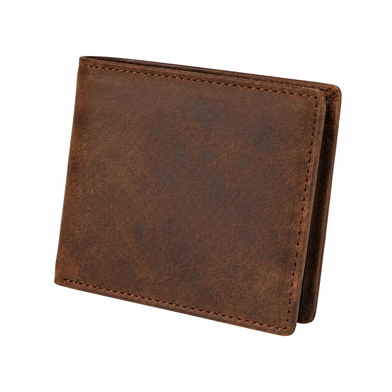 Portafoglio pieghevole 11 x 9 x 1.5 cm in pelle marrone per uomo stile classico