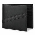 Portafoglio da uomo 12 x 9.5 x 2 cm in similpelle nera con portacarte pieghevole
