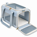 Trasportino per animali 45 x 28 x 28 cm in tessuto azzurro con rete - ventilato