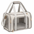 Trasportino per animali 45 x 28 x 30 cm in tessuto grigio con rete ventilata e tracolla removibile