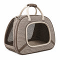 Trasportino per animali 45 x 28 x 32 cm in tessuto beige e marrone con rete ventilata stile borsone