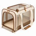 Trasportino pieghevole per animali 45 x 28 x 30 cm in tessuto beige e marrone con rete traspirante