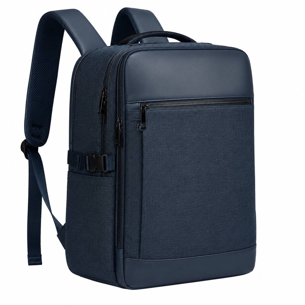 Zaino porta computer 45 x 30 x 15 cm in tessuto blu scuro con scomparti e maniglia