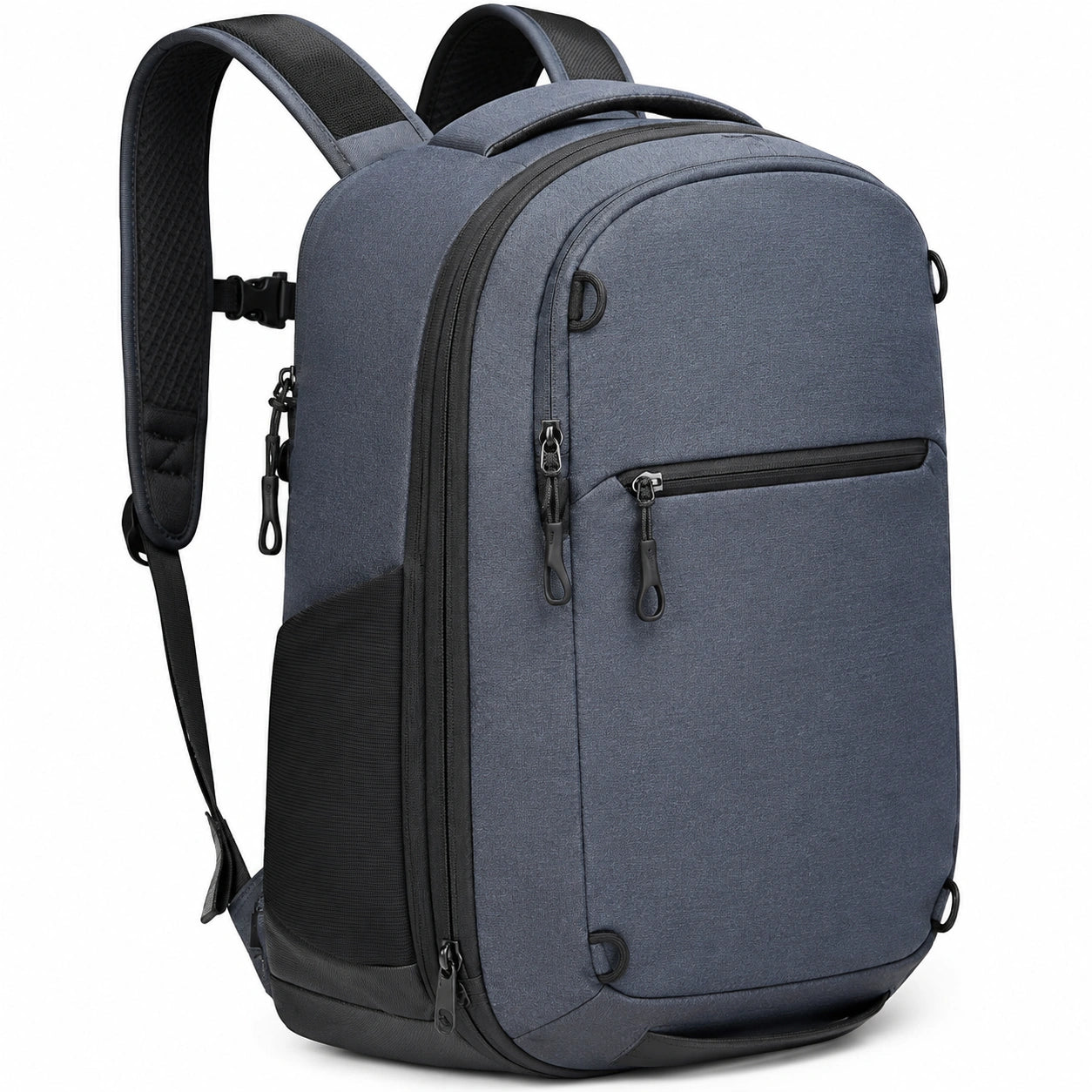 Zaino porta PC 30 x 18 x 45 cm in tessuto sintetico blu scuro con scomparti e cerniere